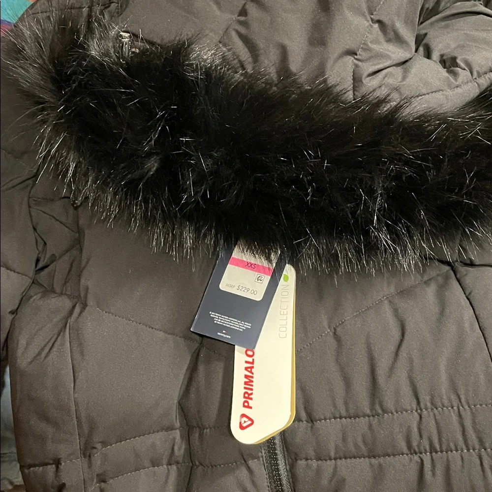 Tommy Hilfiger TH Flex Black Winter Jacket Removable Faux Fur Hood adj waist - Picture 7 of 14